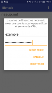 Tria un nom d'usuari i password