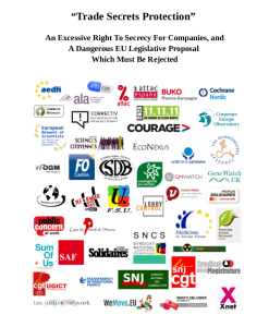 Carta enviada a los eurodiputados solicitando que rechacen la Directiva UE de Secretos Comercieles
