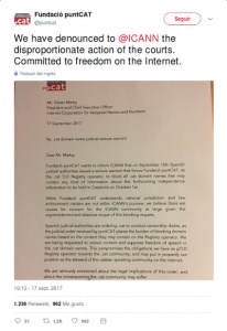 Fundació Puntcat denúncia a l'ICANN la desproporcionada acció de les corts assaltant la seva seu